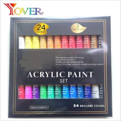 24pcs 12ml Acrylic Paint with Artist Brush set