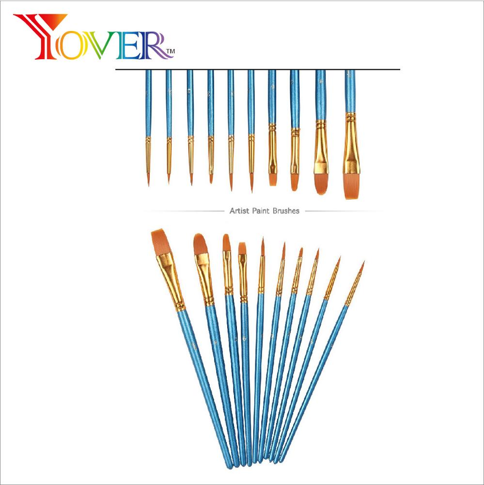 Hot Sale Online 10pcs Primary Golden Nylon Brush Set